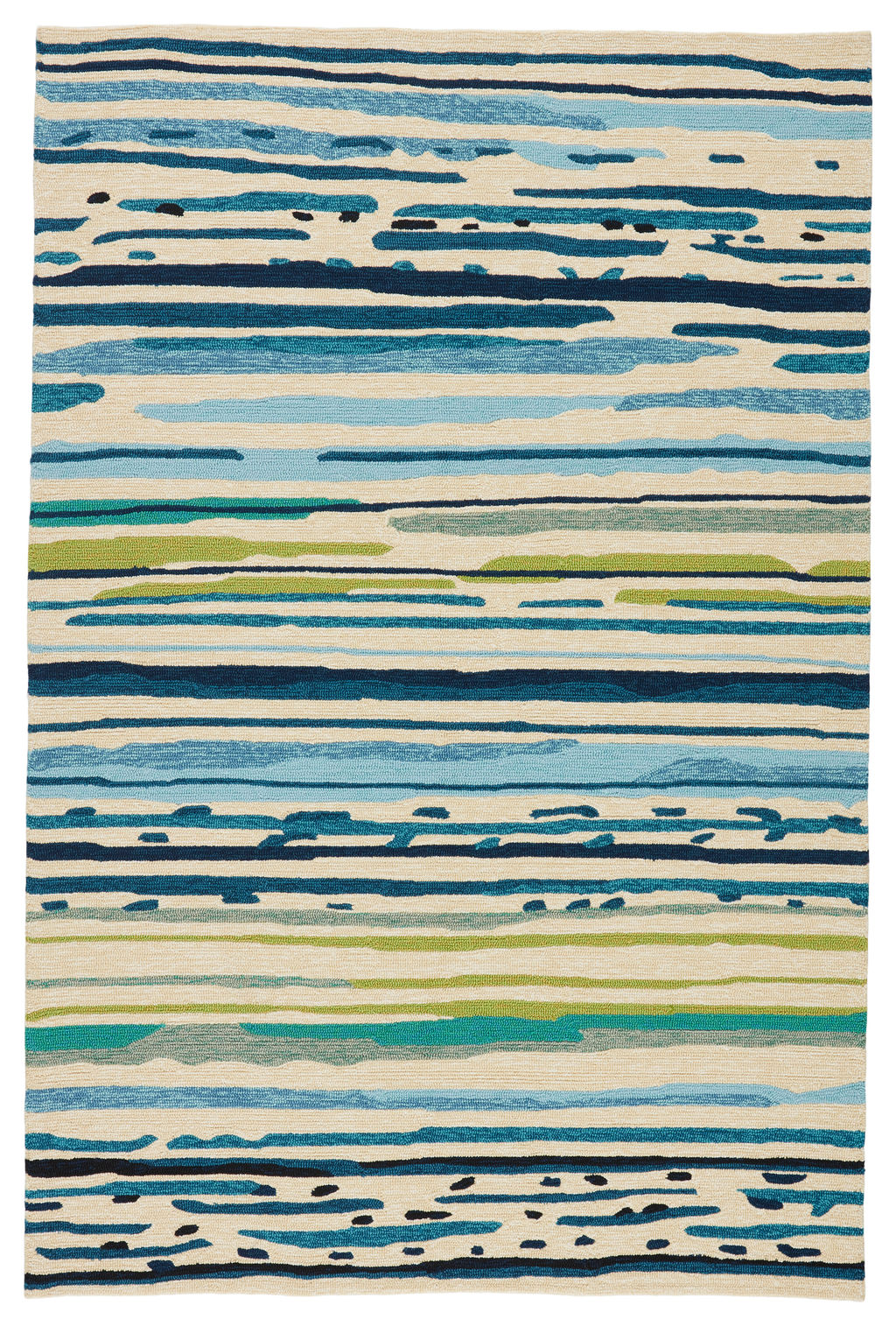 Sketchy Lines Indoor/ Outdoor Abstract Blue/ Green Area Rug (5'X7'6")