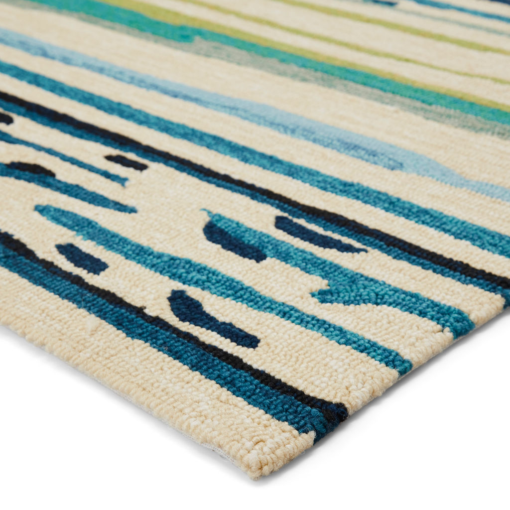 Sketchy Lines Indoor/ Outdoor Abstract Blue/ Green Area Rug (7'6"X9'6")