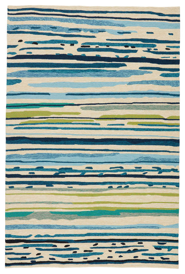 Sketchy Lines Indoor/ Outdoor Abstract Blue/ Green Area Rug (7'6"X9'6")
