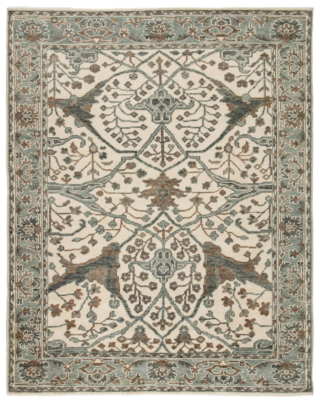 Jaipur Living Slayton Hand-Knotted Medallion Ivory/ Light Teal Area Rug (8'X10')