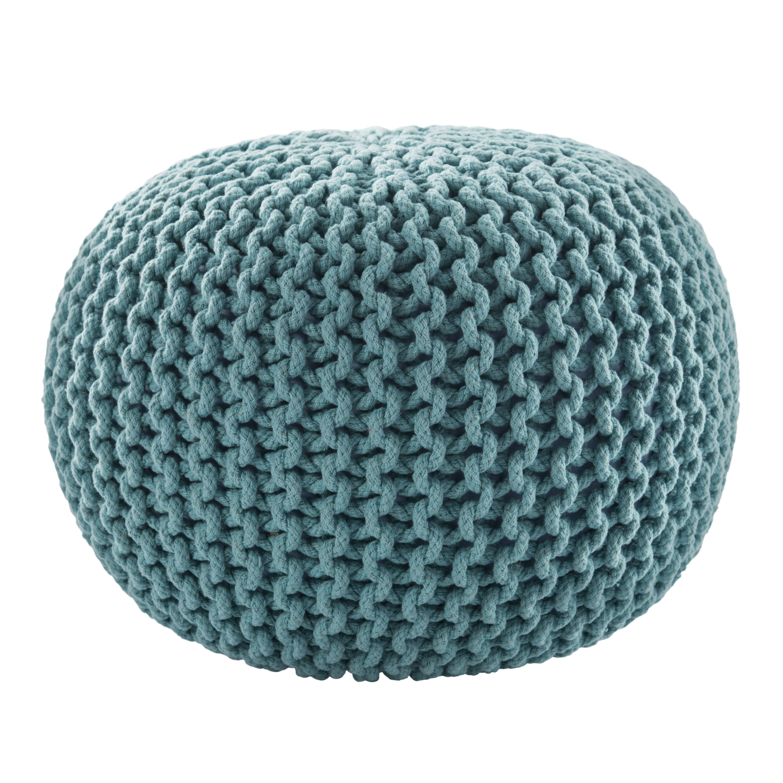 Preview image for Jaipur Living Spectrum Pouf Textured Aqua Round Pouf