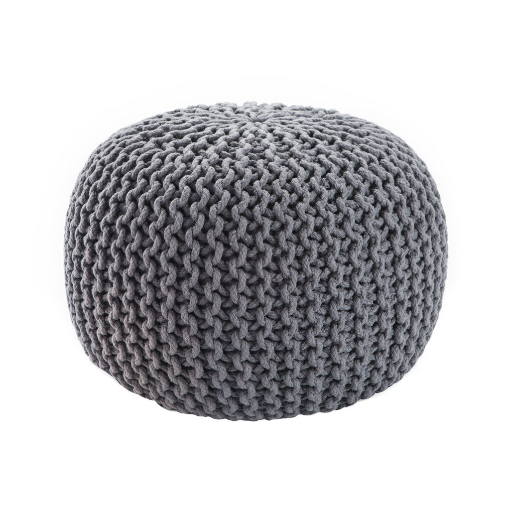 Preview image for Spectrum Pouf Textured Gray Round Pouf