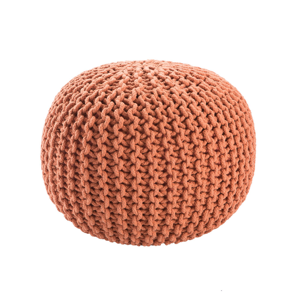 Spectrum Pouf Textured Orange Round Pouf