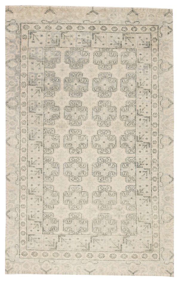 Stage Hand-Knotted Border Ivory/ Green Area Rug (10'X14')