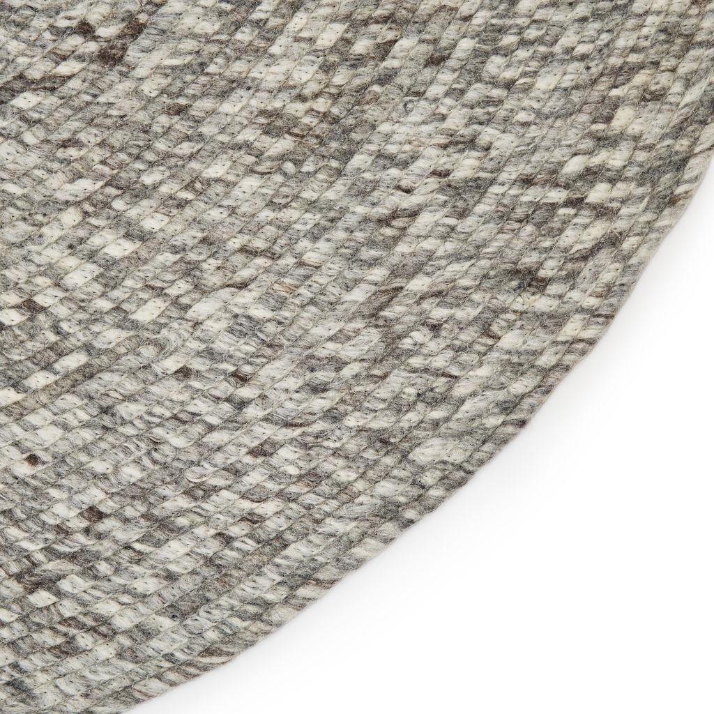 Natural Solid Gray & White Round Area Rug (8'X8')