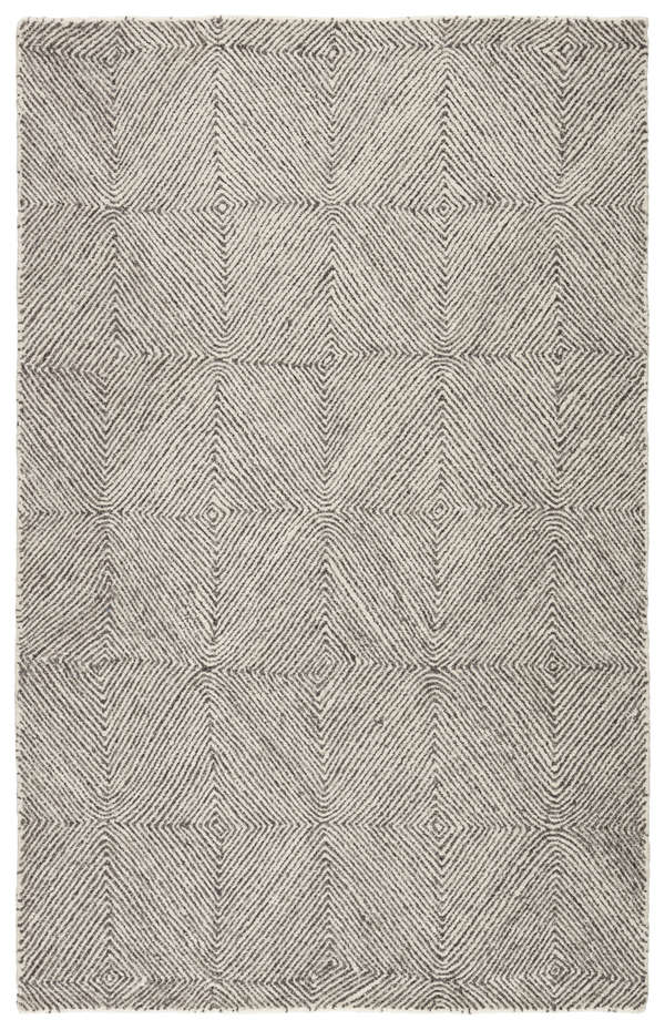 Exhibition Handmade Geometric White/ Dark Gray Area Rug (8'X11')