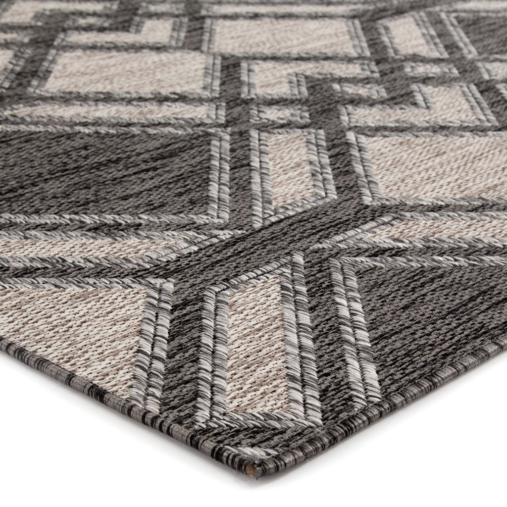 Samba Indoor/ Outdoor Trellis Black/ Ivory Area Rug (5'3"X7'6")