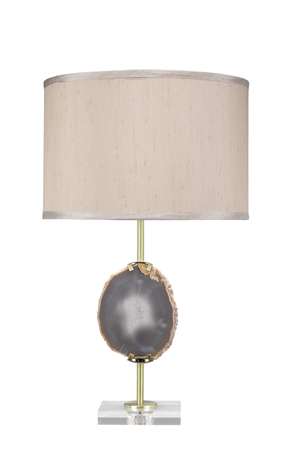 Preview image for Agate Slice Table Lamp In Natural Lavendar Agate & Antique Brass Metal