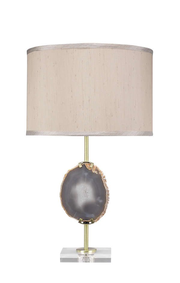 Agate Slice Table Lamp with Natural Lavendar Agate