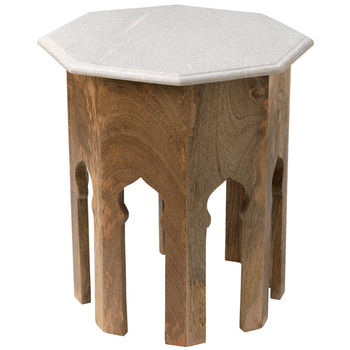Marrakesh Side Table In White Marble
