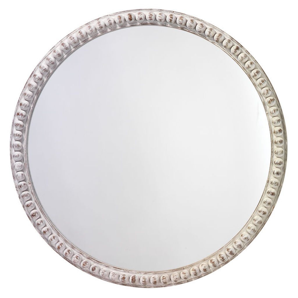 Audrey Beaded Mirror In White Wood