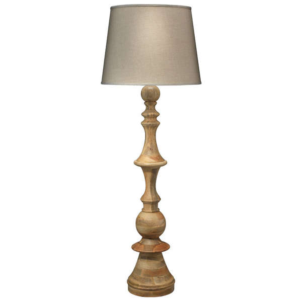 Floor Lamp Natural Wood Cone Shade Natural Linen
