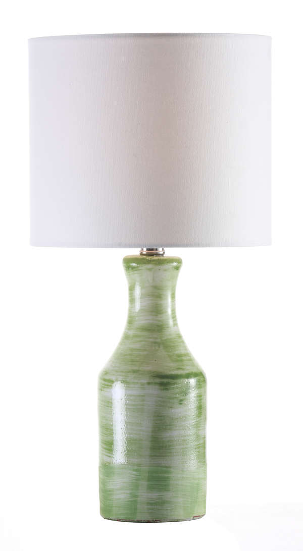 Bungalow Table Lamp With Shade – Green & White Swirl 
Uno Socket