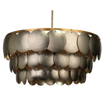 Calypso Three Tier Chandelier In Champagne Metal Leafing With Gold Leaf Trim