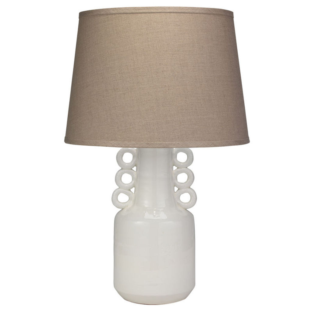 Preview image for Circus Table Lamp In White Ceramic With Classic Cone Shade In Natural Linen