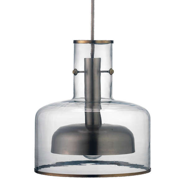 Clyde Pendant In Clear Glass With Gun Metal Hardware