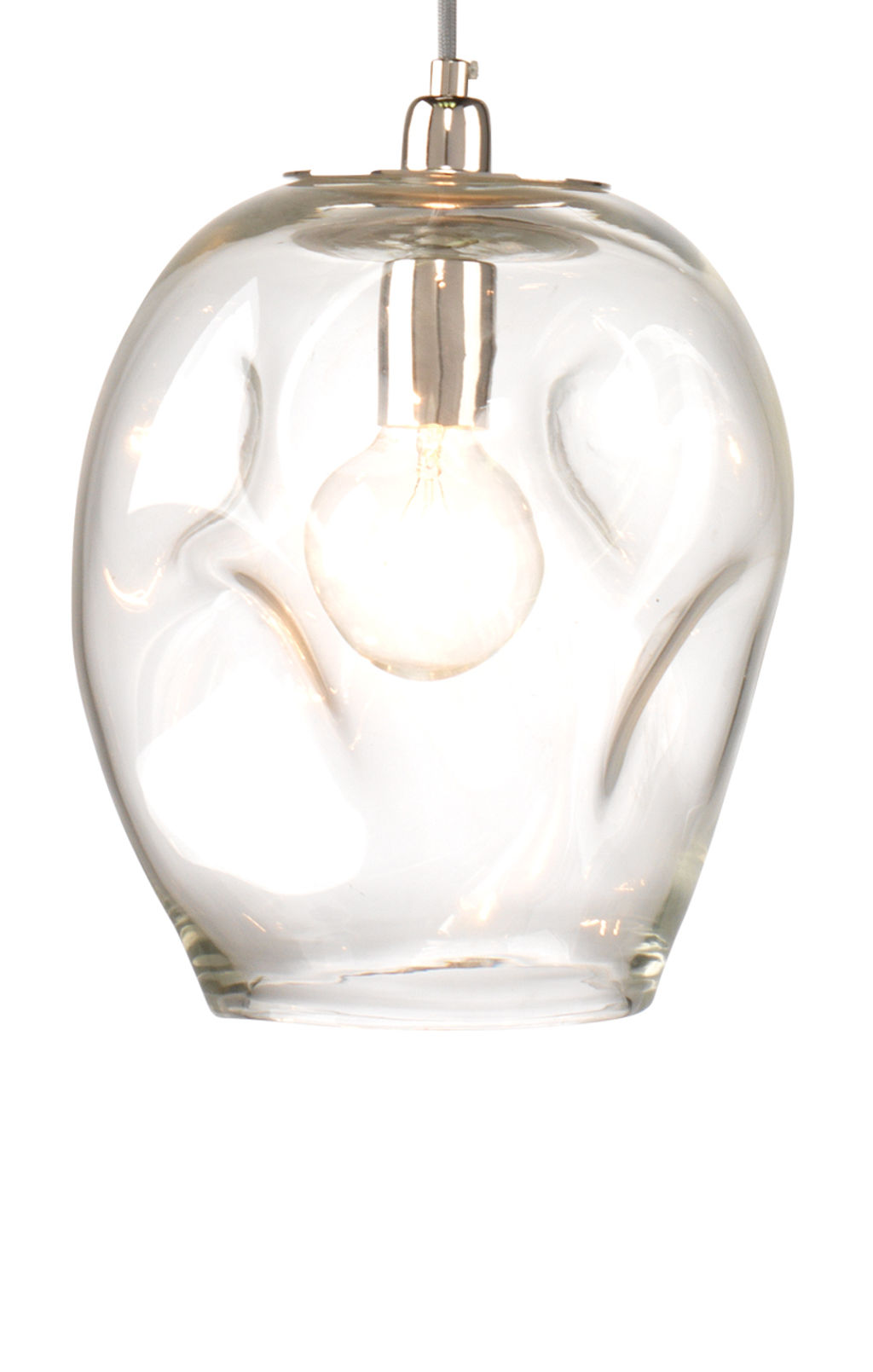 Dimpled Glass Pendant, Large In Clear Glass