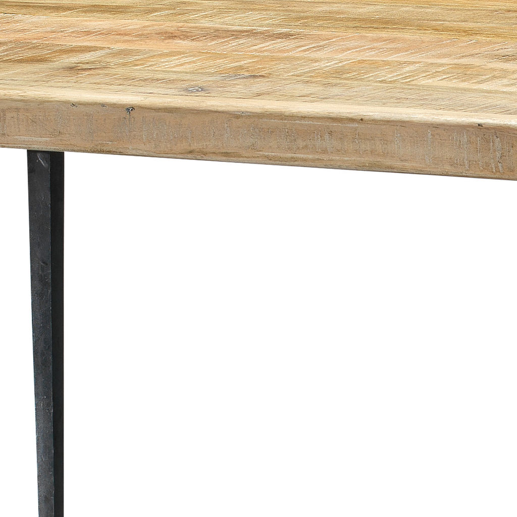 Rustic Farmhouse Wood Dining Table With Iron Legs (30"H x 30"W x 72"D)