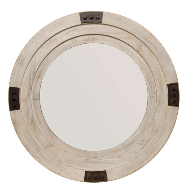 Foreman Mirror In White Washed Wood