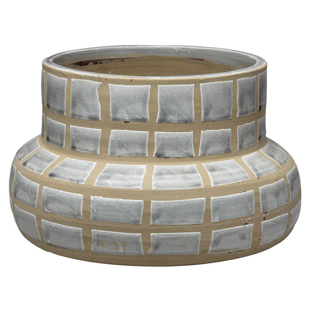 Preview image for Grid Ceramic Vase In Grey Ceramic