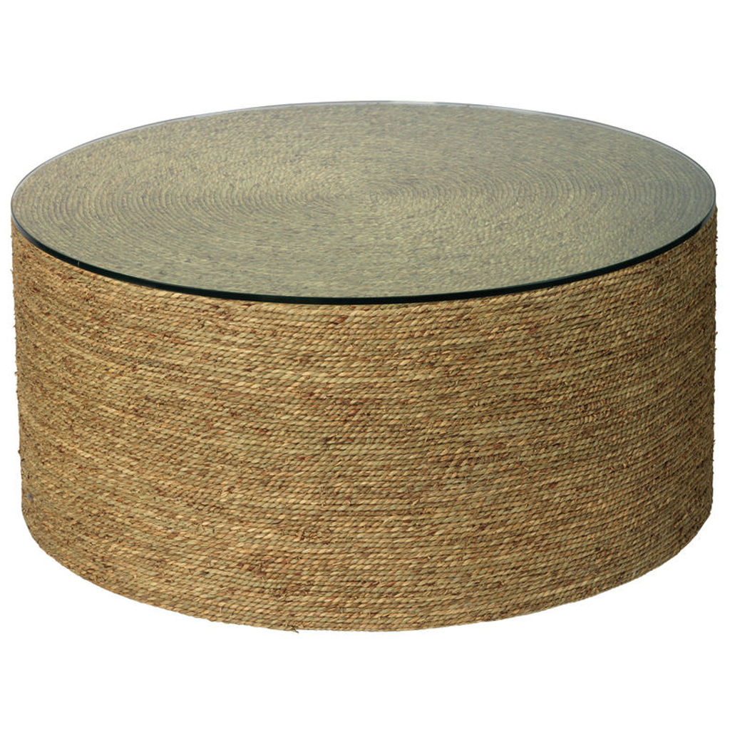 Preview image for Harbor Coffee Table In Natural Seagrass With Tempered Glass Top