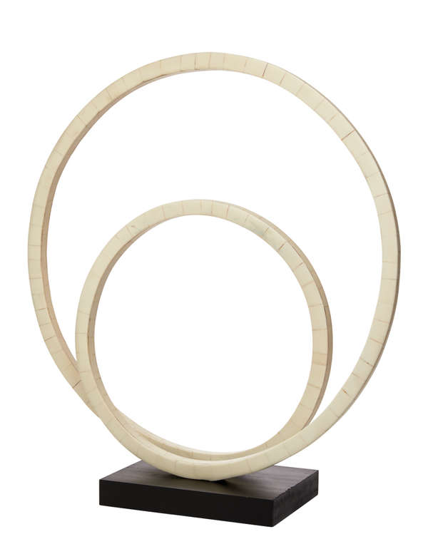 Helix Double Ring Sculpture In Natural Bone