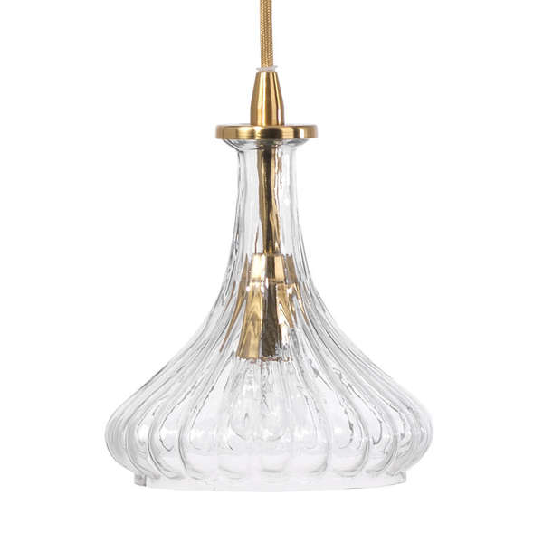Isabella Carafe Pendant In Clear Glass With Brass Hardware