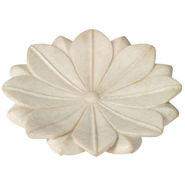 Large Lotus Plate In White Marble