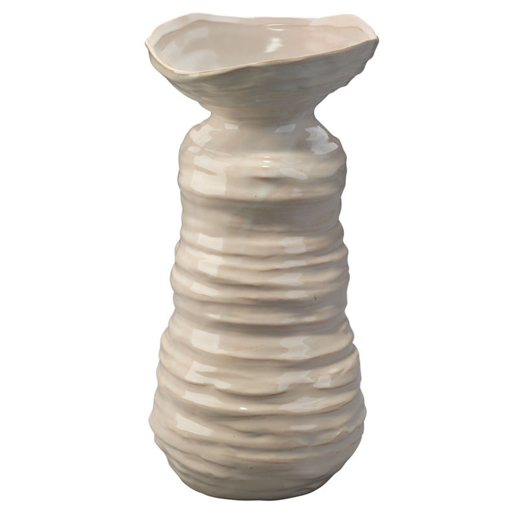 Large Marine Vase In Pearl Cream Ceramic