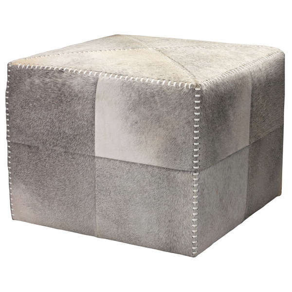 Large Ottoman In Grey Hide