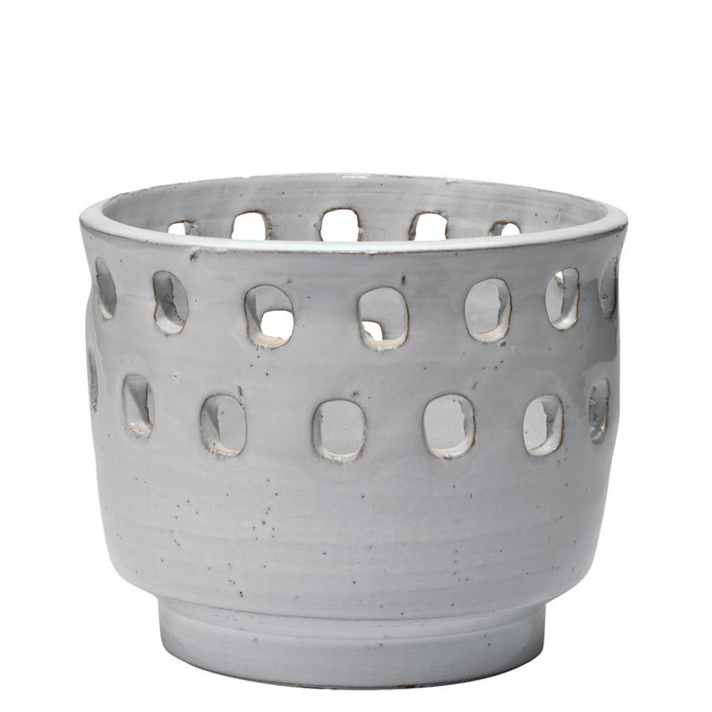 Preview image for Large Perforated Pot In White Ceramic