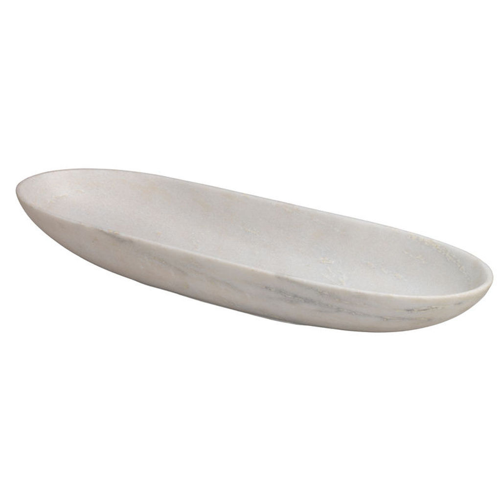 Long Oval Marble Bowl In White Marble