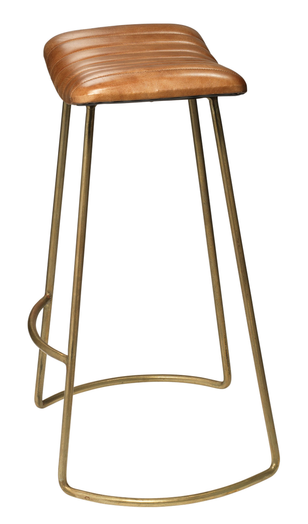 Camel Leather Bar Stool (30"H x 19.60"W x 17"D)