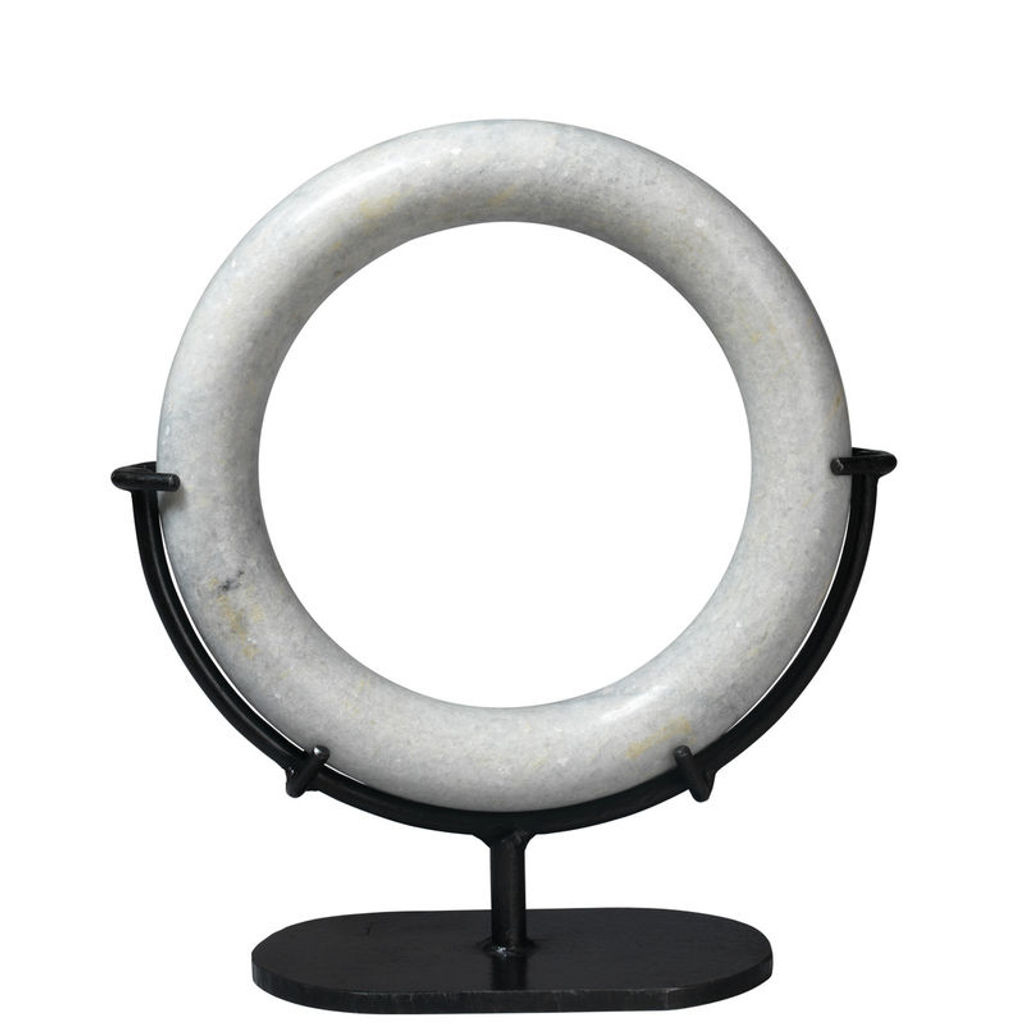 Preview image for Circular White Marble Decorative Accent 15"