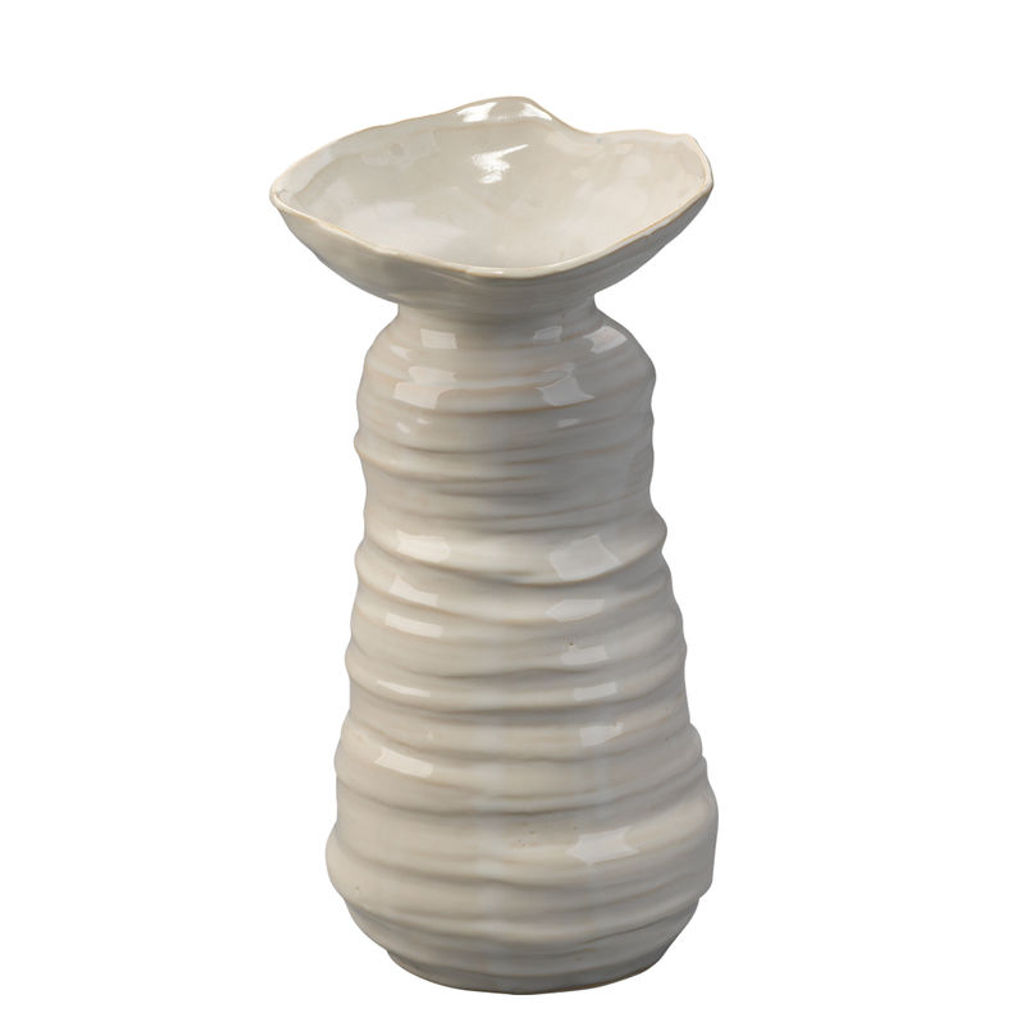 Medium Marine Vase In Pearl Cream Ceramic