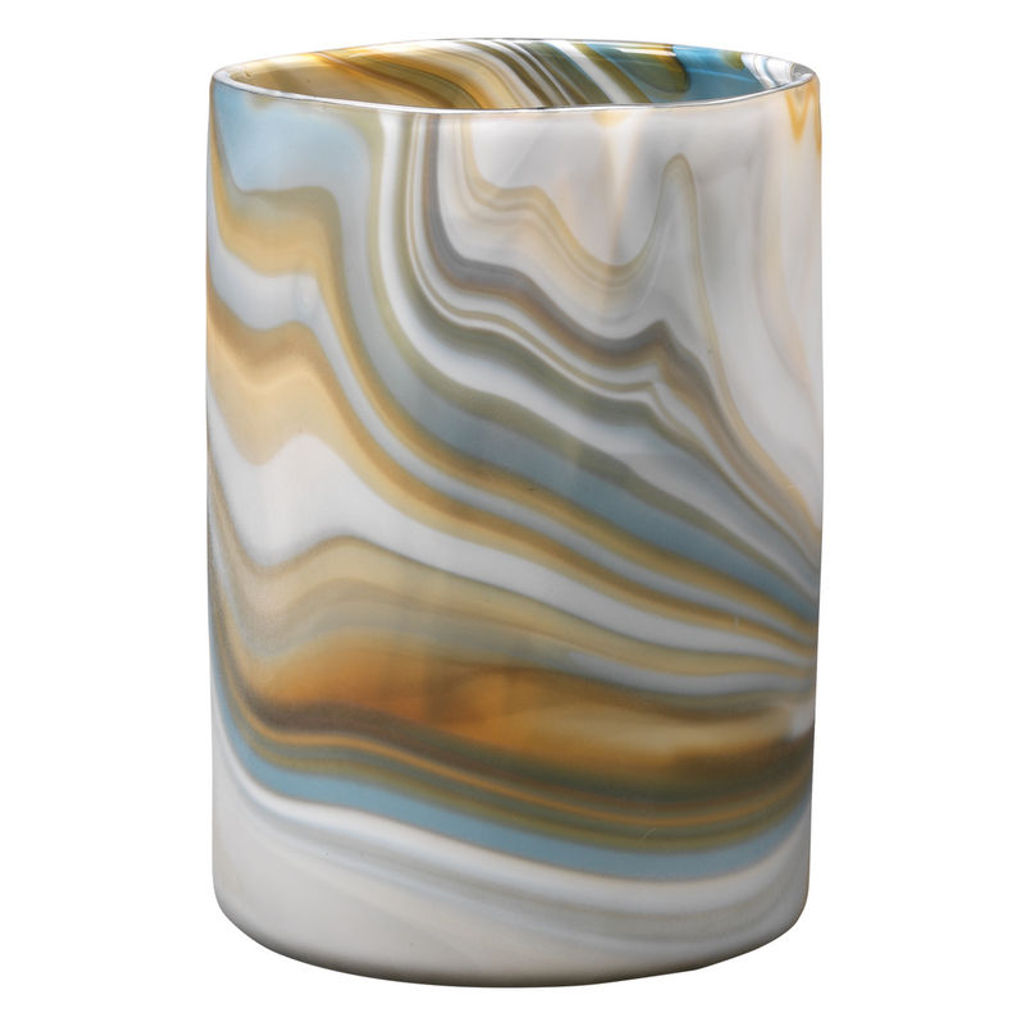 Medium Terrene Vase In Grey Swirl Glass