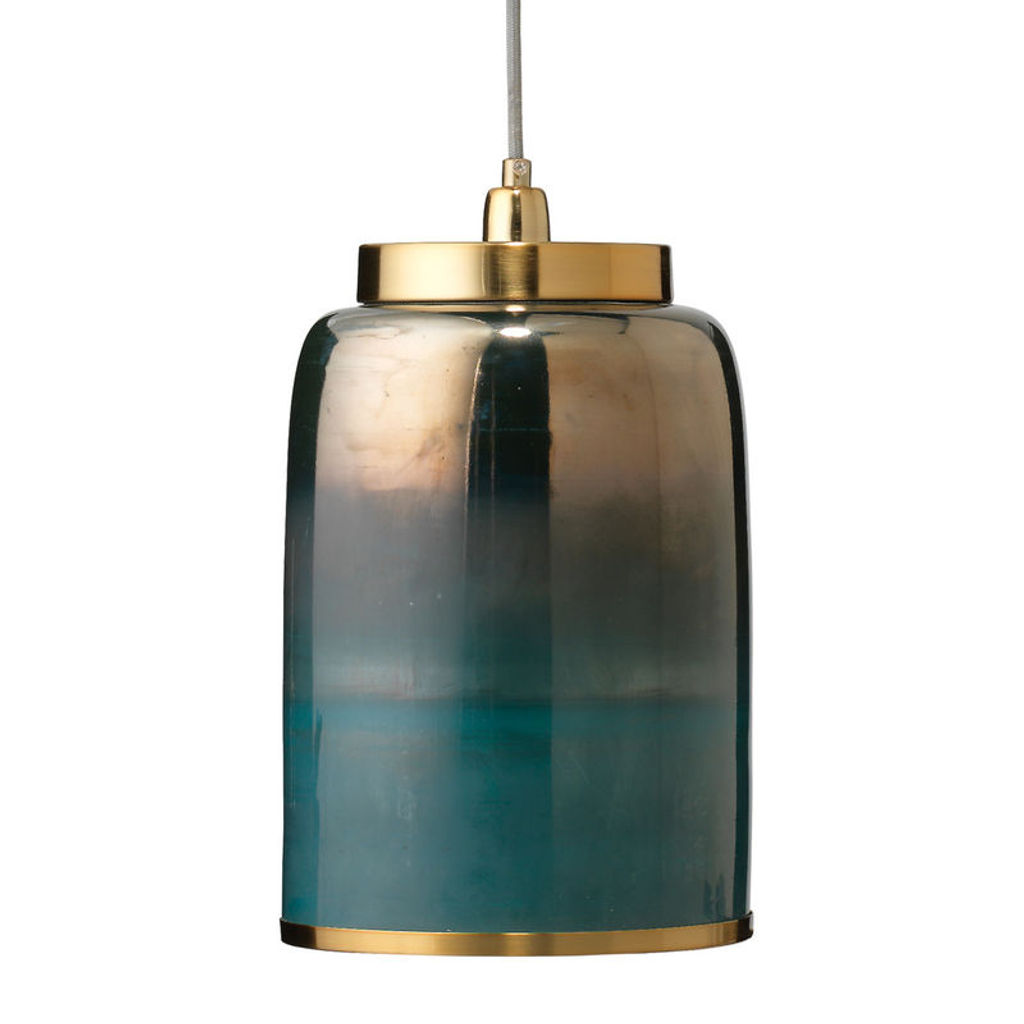 Medium Vapor Pendant In Aqua Metallic Glass