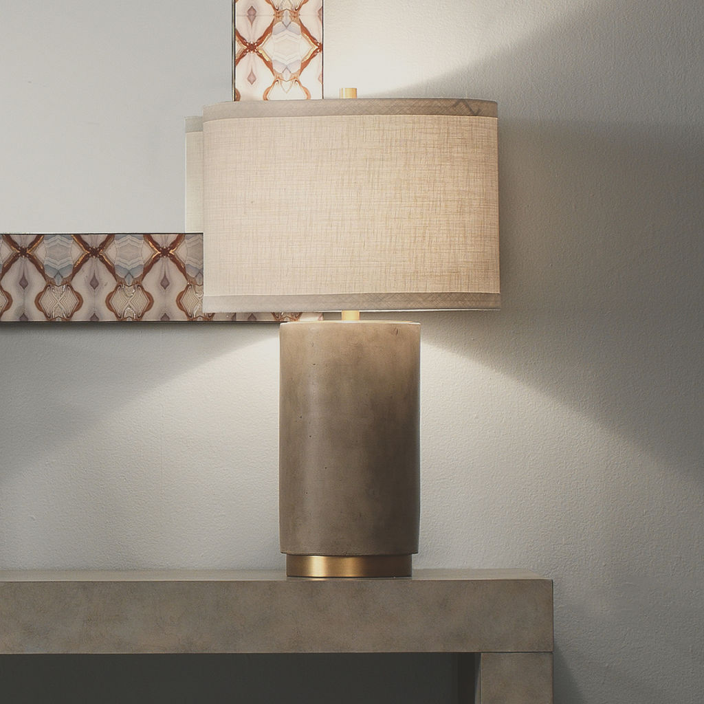 Mortar Table Lamp In Cement And Brass