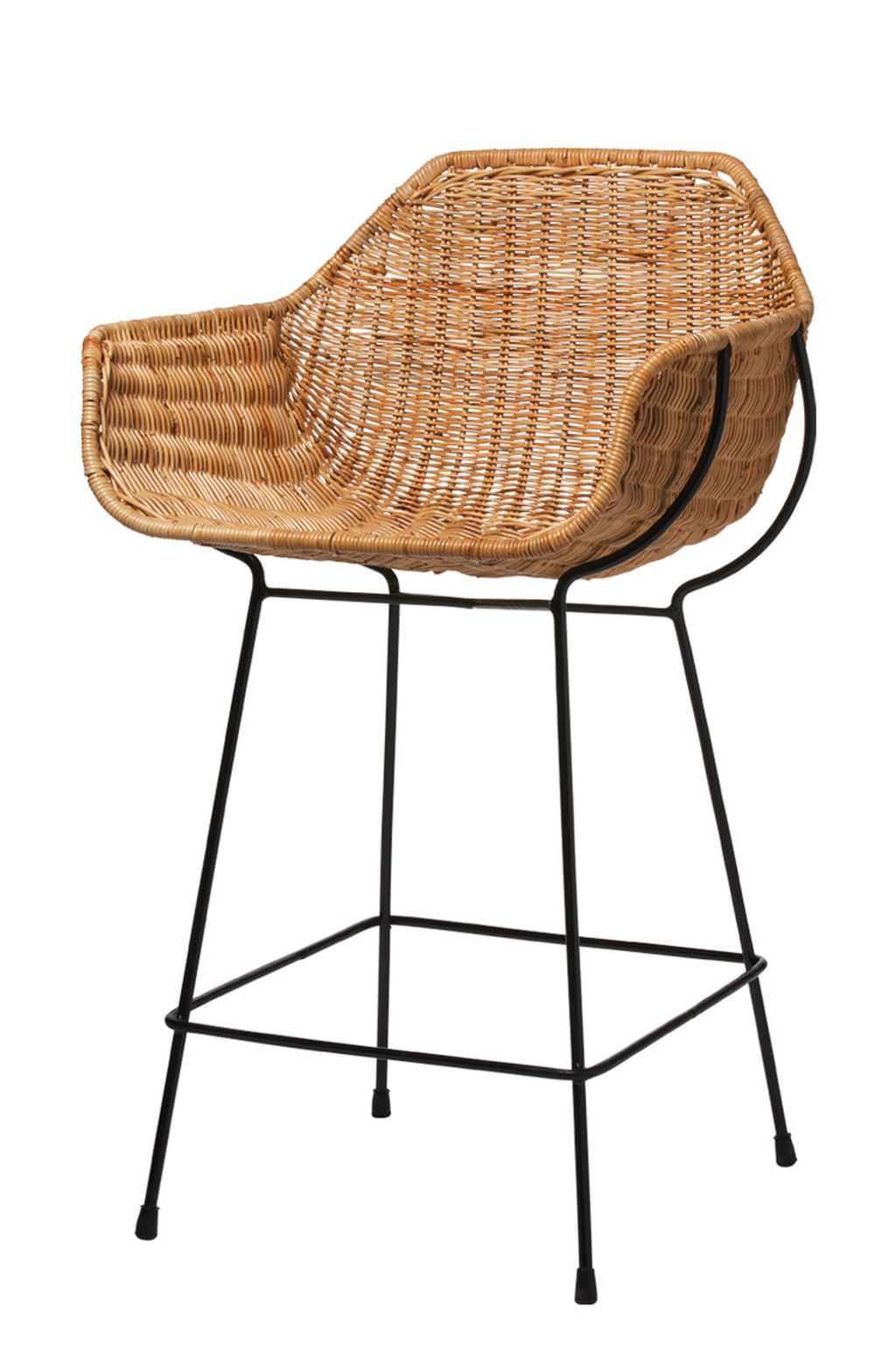 Woven Rattan Counter Stool (34"H x 22"W x 22"D)