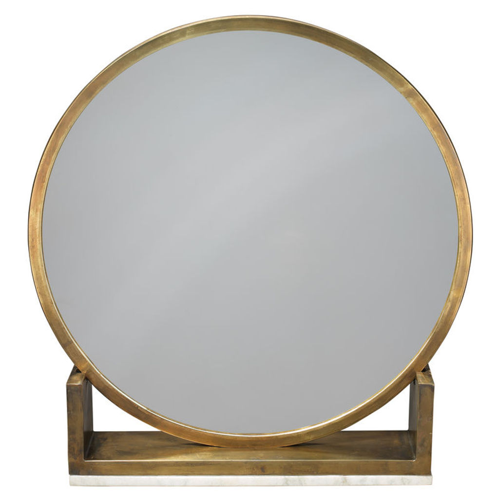 Odyssey Standing Mirror In Antique Brass