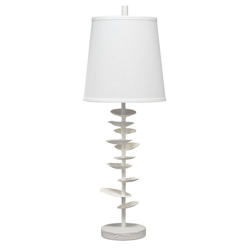 Preview image for Petals Table Lamp In White Gesso With Cone Shade In Off White Linen