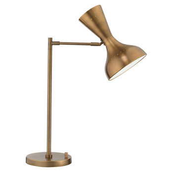 Phoebe Swing Arm Table Lamp In Antique Brass Metal