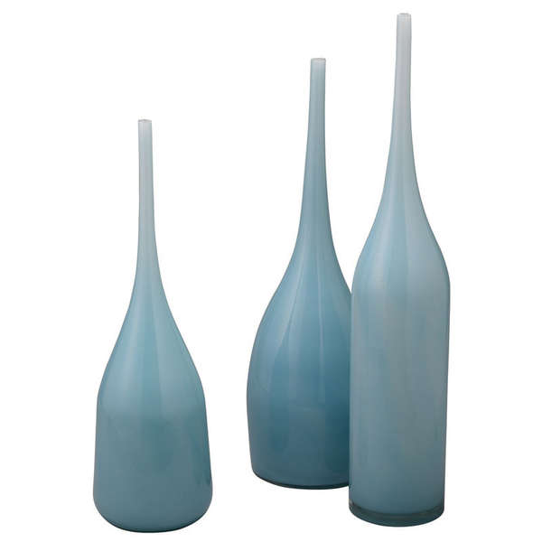 Pixie Decorative Vases In Periwinkle Blue Glass (Set Of 3)