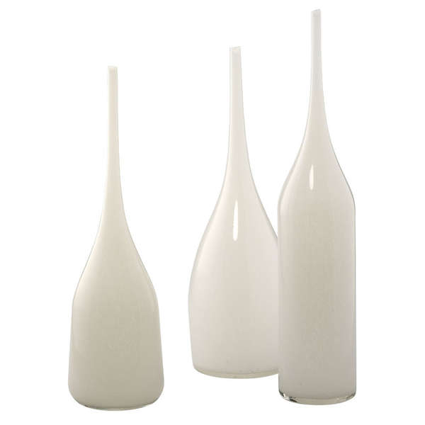 Pixie Vases In White Glass (Set Of 3)
