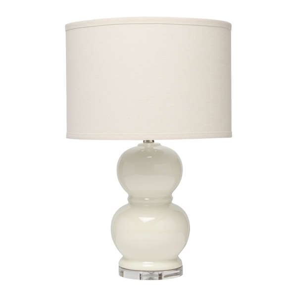 Plum Jar Table Lamp With Drum Shade In Dove Grey Ceramic