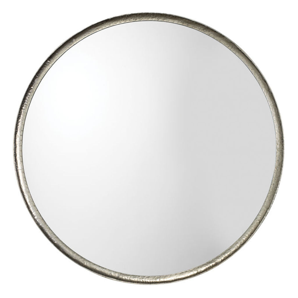 Preview image for Refined Round Mirror In Silver Leaf Metal