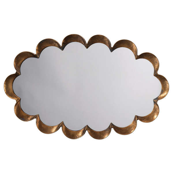 Scalloped Mirror In Antique Brass
