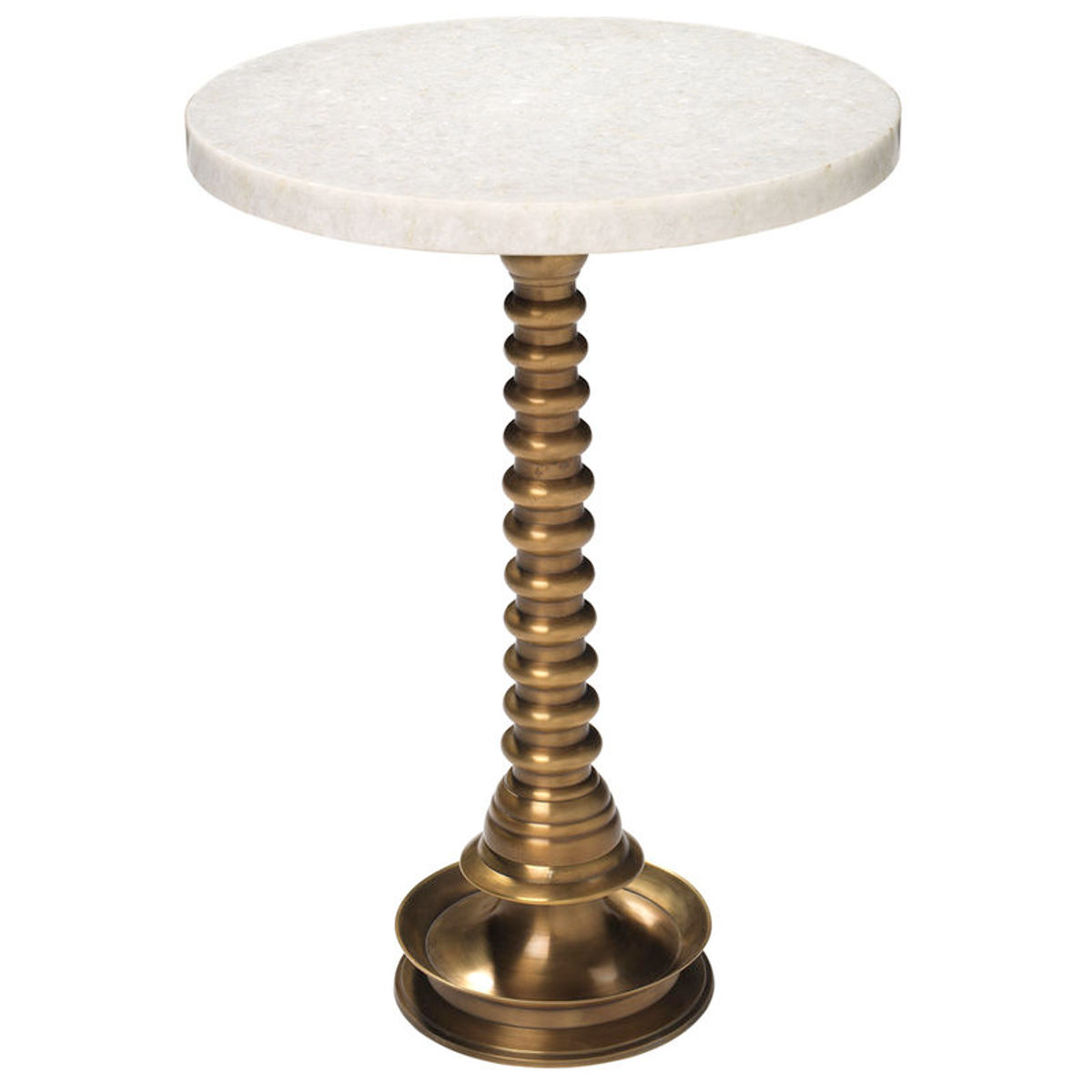 Small Ghee Side Table In White Marble With Brass Base