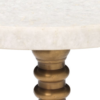 Gabriel Side Table, White Marble With Brass