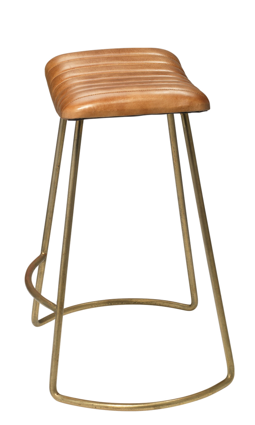 Camel Leather Counter Stool (25.50"H x 19.60"W x 17"D)